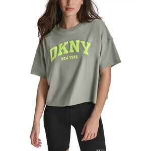 DKNY Sport Womens Cotton Puffed Logo Cropped T-Shirt Crewneck Choose Your Size